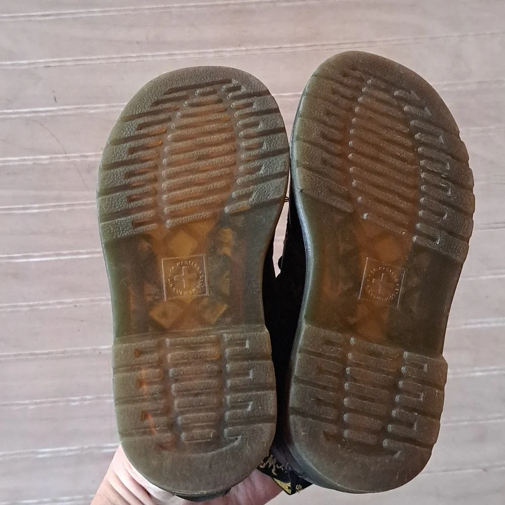 Dr. Martens 1460 T Blk Leather Lace-Up Side Zip Combat Boots Toddler Classic - Picture 7 of 10